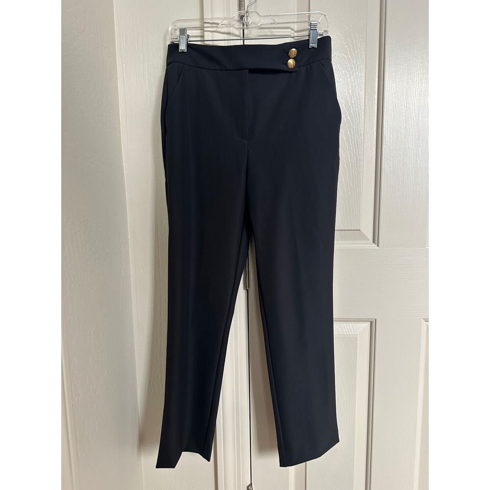Quince Ultra-Stretch Scuba Slim Ankle Pants Black Gold Button 8 - Picture 2 of 9